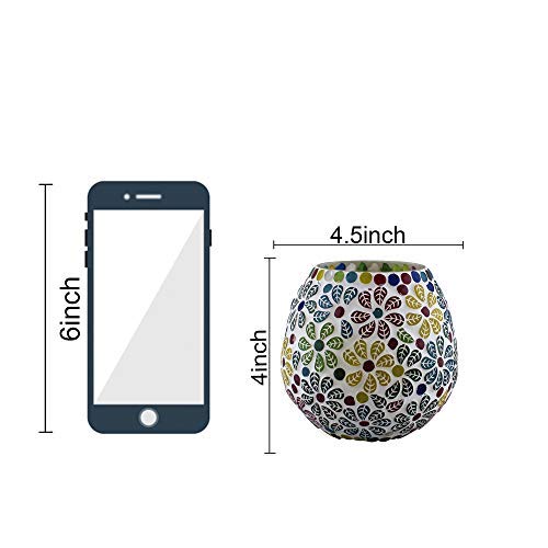 Tealight Candle Holders for Home Decor, Mosaic Glass, Flowers, Ramadan Decorations for Home